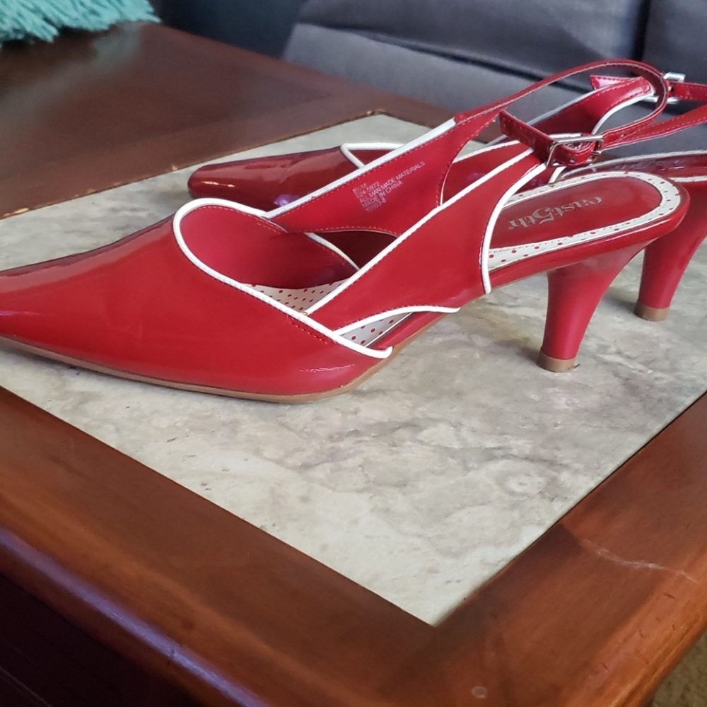 Red Heels with White Detail